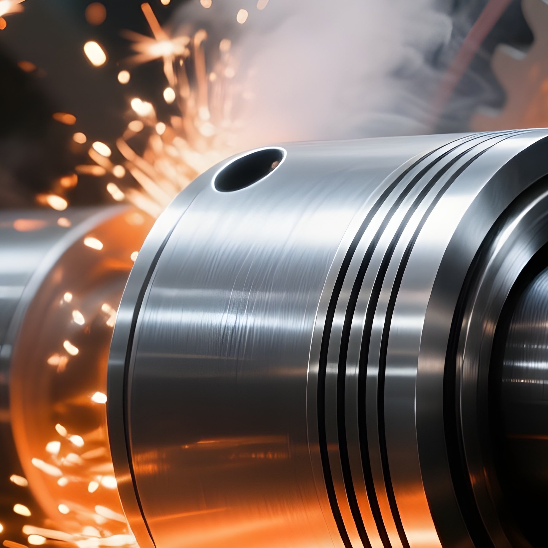 The Piston A Shiny Steel Piston Rod Moving Rhythmically In And Out Of A Cylinder Driving The Factory - Full Resolution Quality Preview