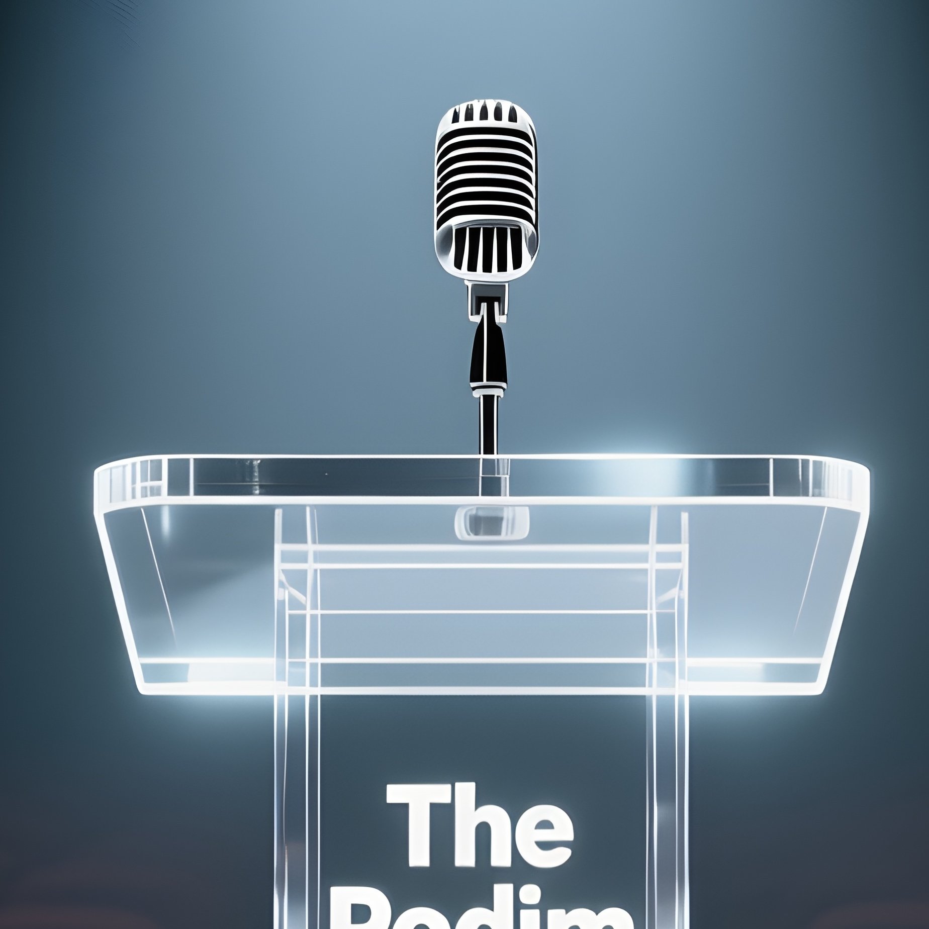The Podium: A Sleek, Modern Acrylic Podium With A Microphone, Illuminated By A Single Spotlight In A Dark Auditorium, Awaiting A Leader'S Speech. - Full Resolution Quality Preview