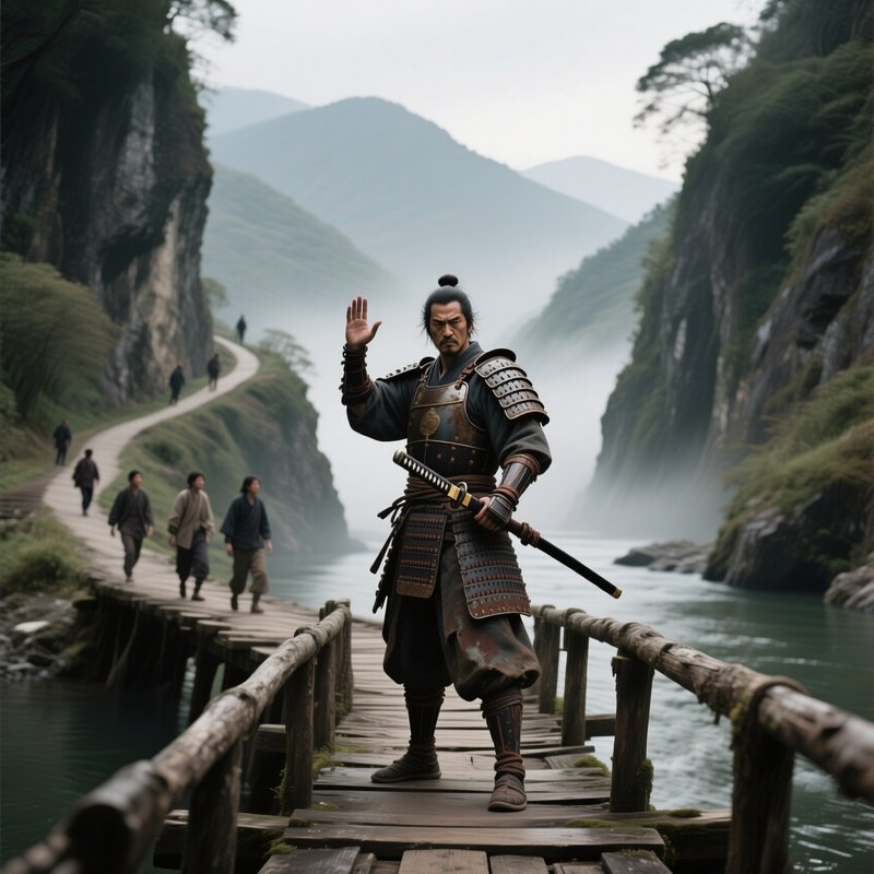The Samurai S Honor A Ronin Stands On A Bridge And Challenges All Who Pass To Test His Skill
