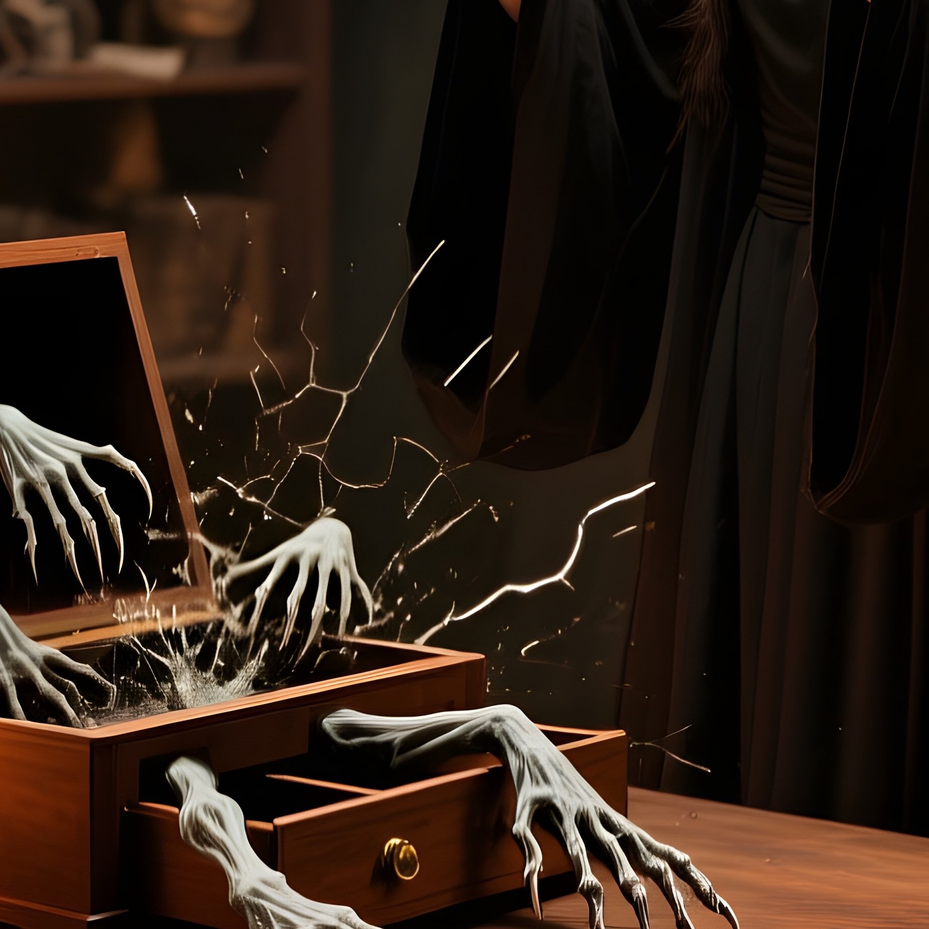 The Seance A Medium Summons A Spirit But The Spirit Possesses The Table Which Attacks - Full Resolution Quality Preview