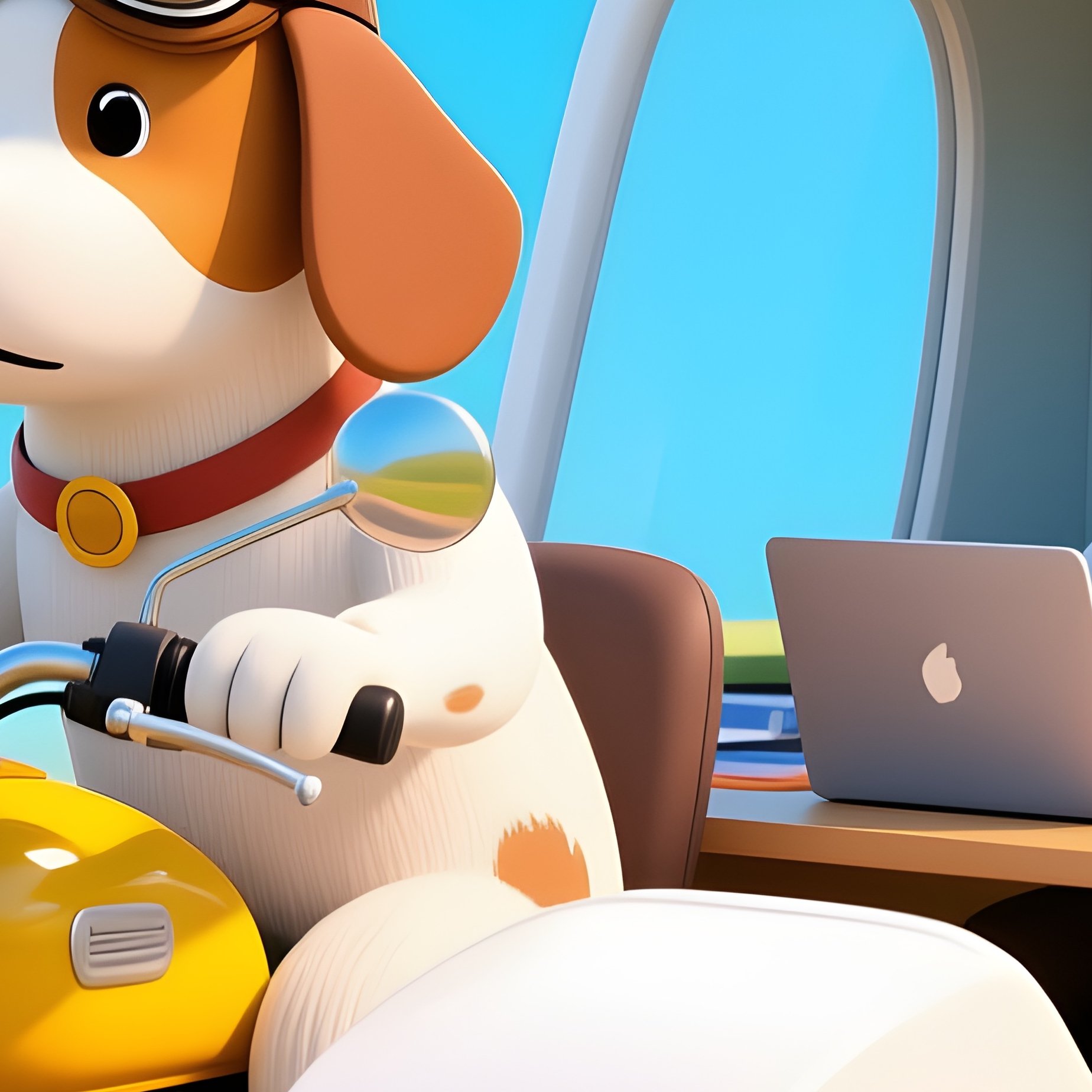 The Sidecar Setup A Motorcycle Sidecar Converted Into A Full Office With A Printer Driven By A Dog In Goggles While The Human Works - Full Resolution Quality Preview