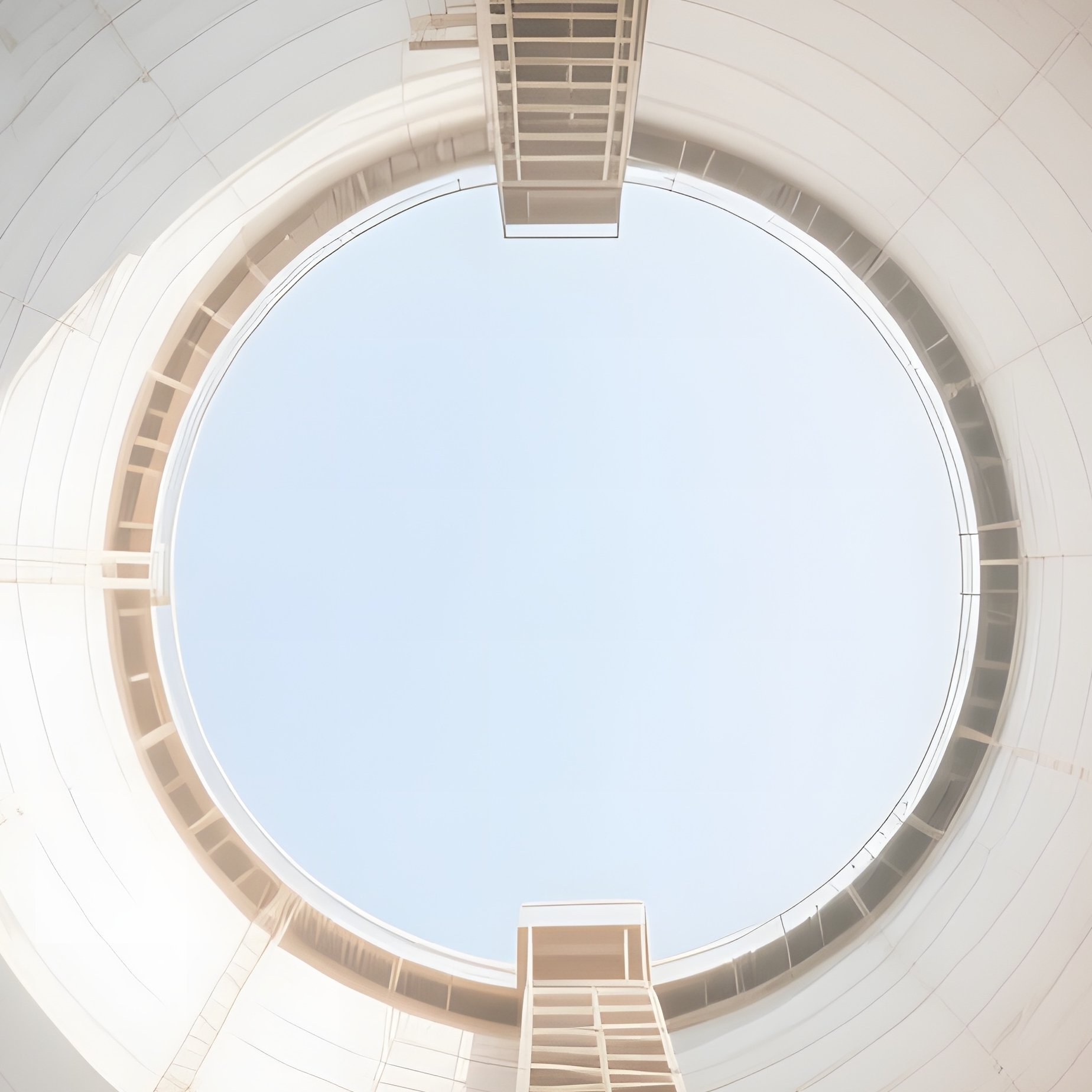 The Silo: Looking Up From The Bottom Of An Empty, Towering Grain Silo. The Circle Of Light At The Top Looks Tiny. - Full Resolution Quality Preview