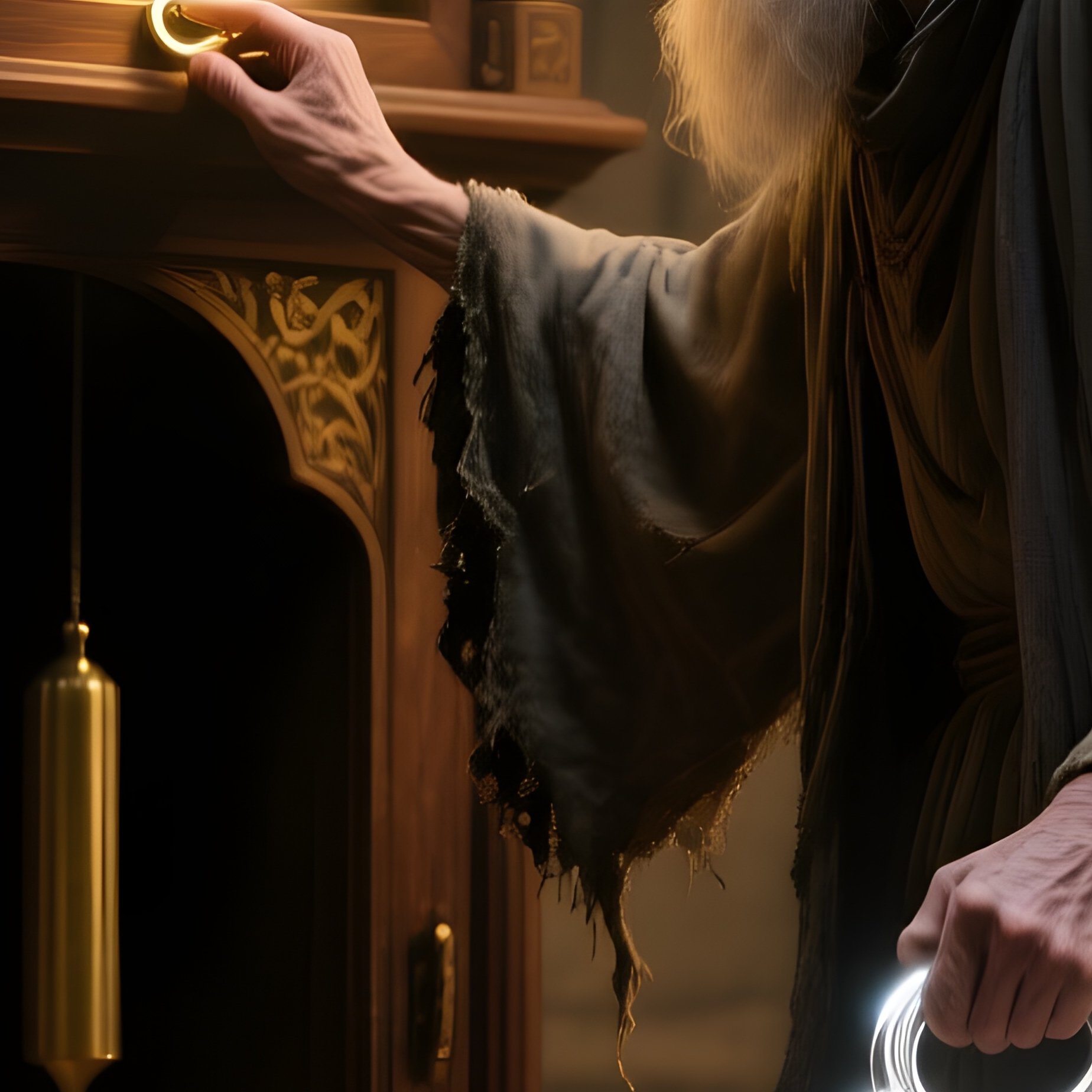 The Silver Key Old Man Vanishes Through Grandfather Clock - Full Resolution Quality Preview