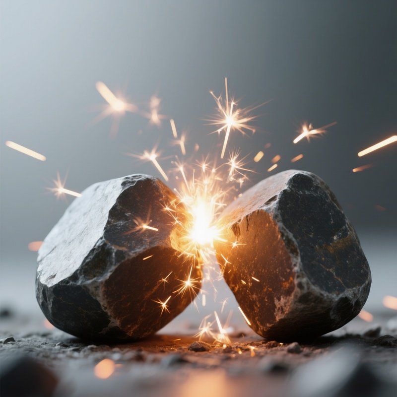 The Spark: A Close Up Of Two Flint Stones Striking To Create A Bright, Hot Spark, Symbolizing The Inception Of A New Idea Or Startup.