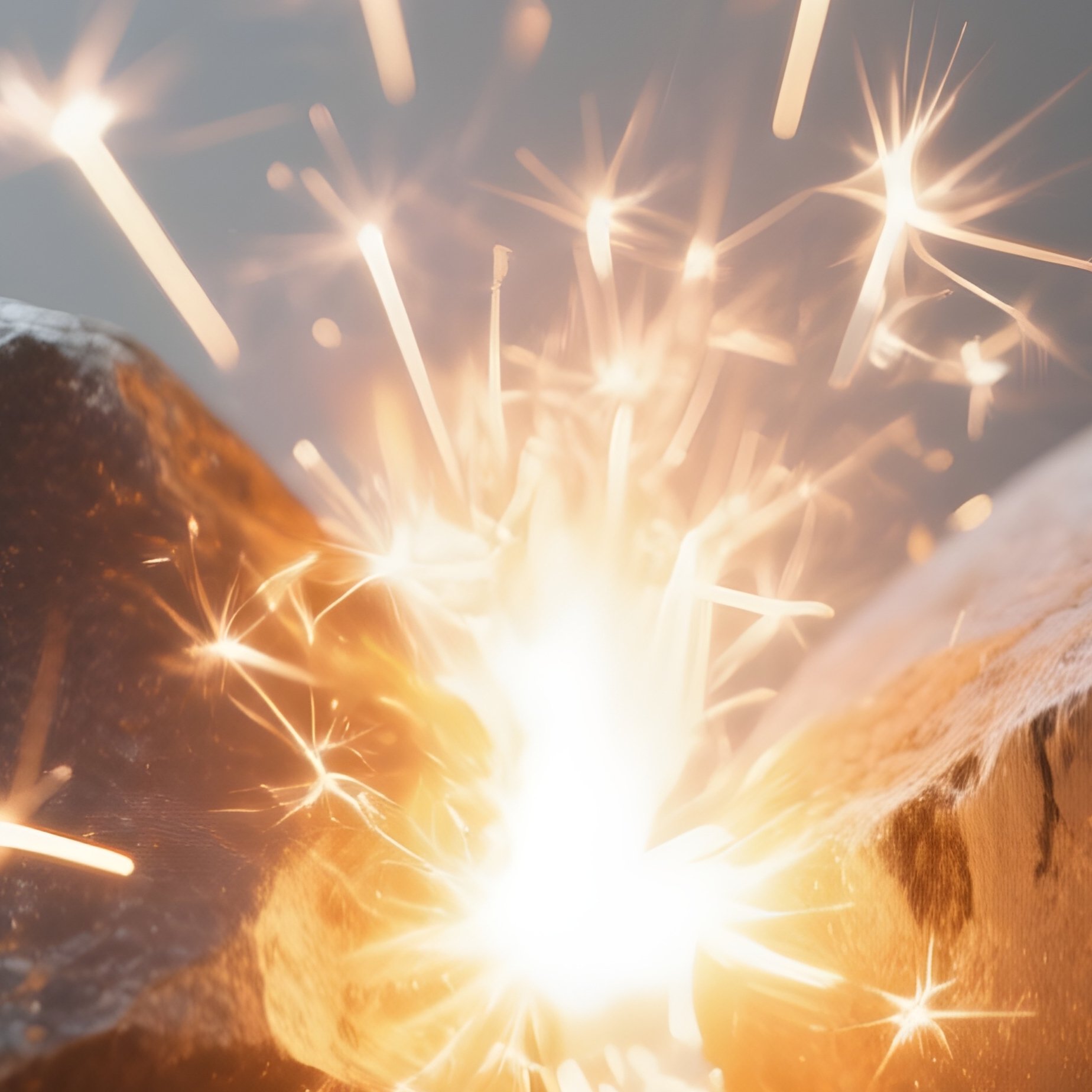 The Spark: A Close Up Of Two Flint Stones Striking To Create A Bright, Hot Spark, Symbolizing The Inception Of A New Idea Or Startup. - Full Resolution Quality Preview