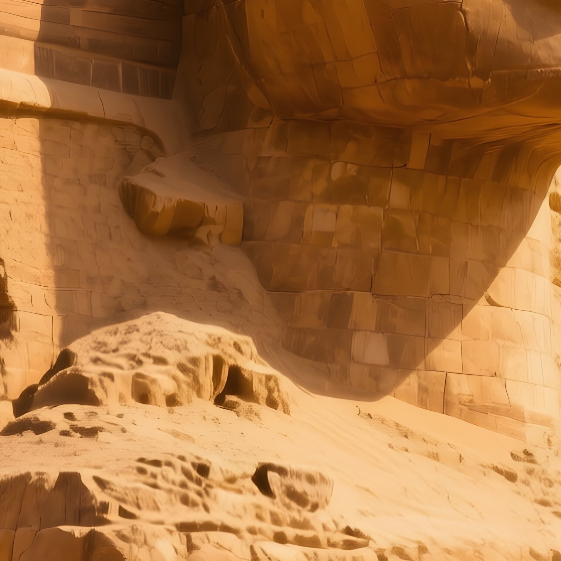 The Sphinx Covered In Soft Golden Sand After A Desert Windstorm - Full Resolution Quality Preview
