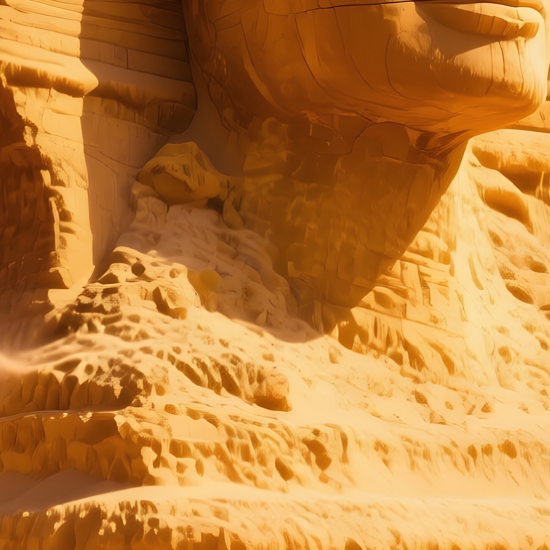 The Sphinx Covered In Soft Golden Sand After A Desert Windstorm - Full Resolution Quality Preview
