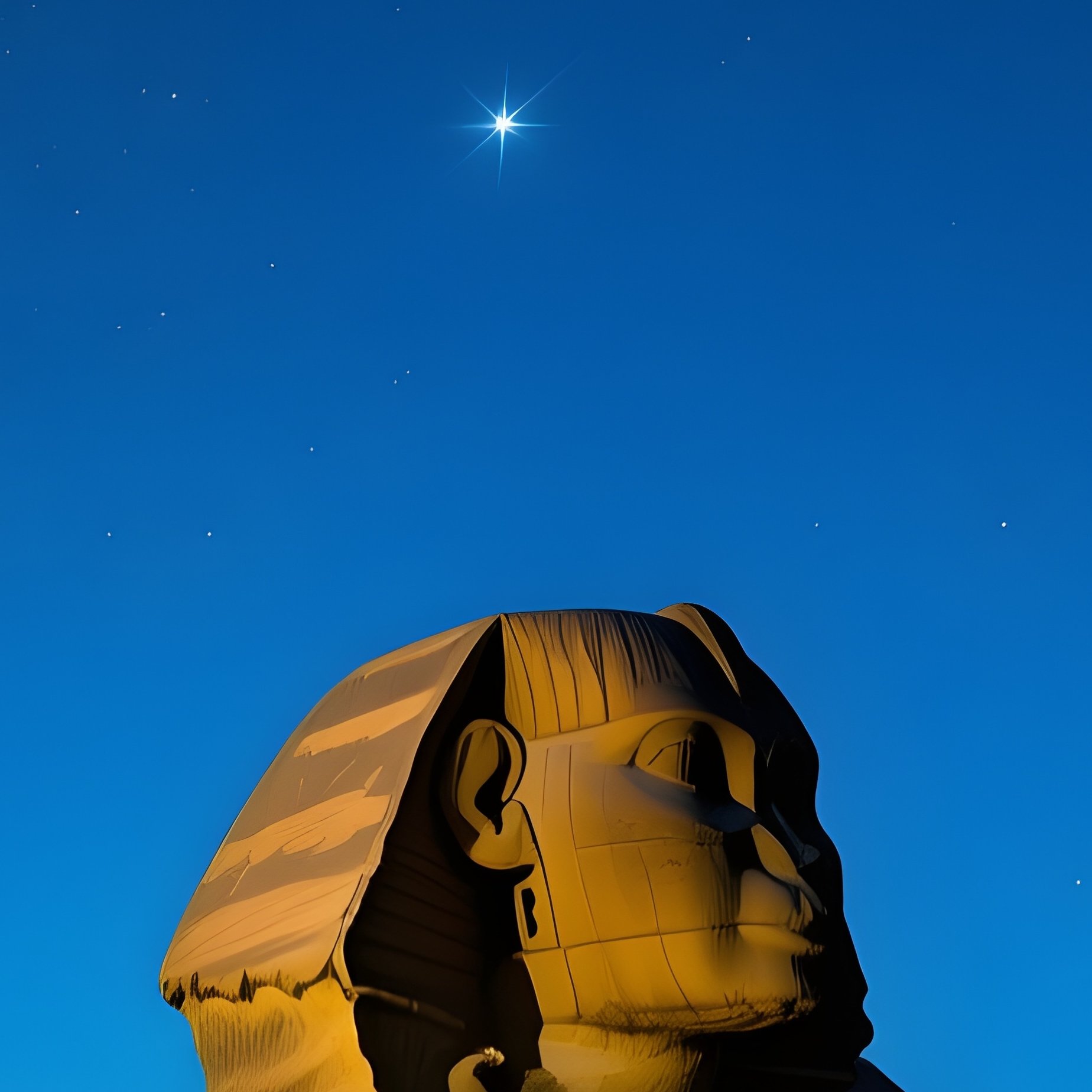 The Sphinx Under A Starry Night Sky Illuminated By Soft Artificial Lights - Full Resolution Quality Preview