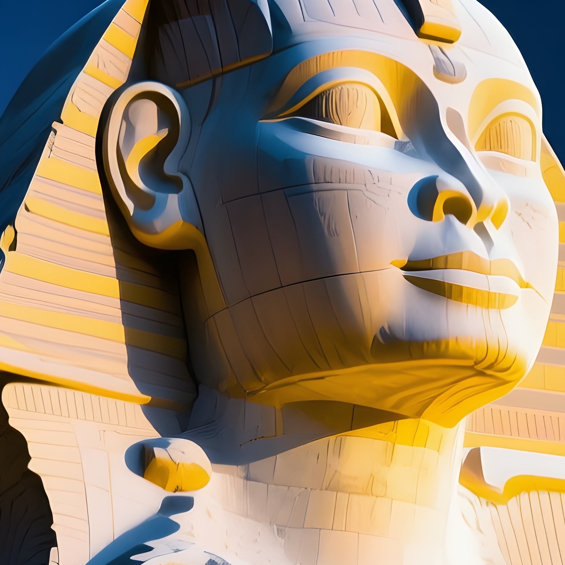 The Sphinx Under A Starry Night Sky Illuminated By Soft Artificial Lights Digital Art - Full Resolution Quality Preview