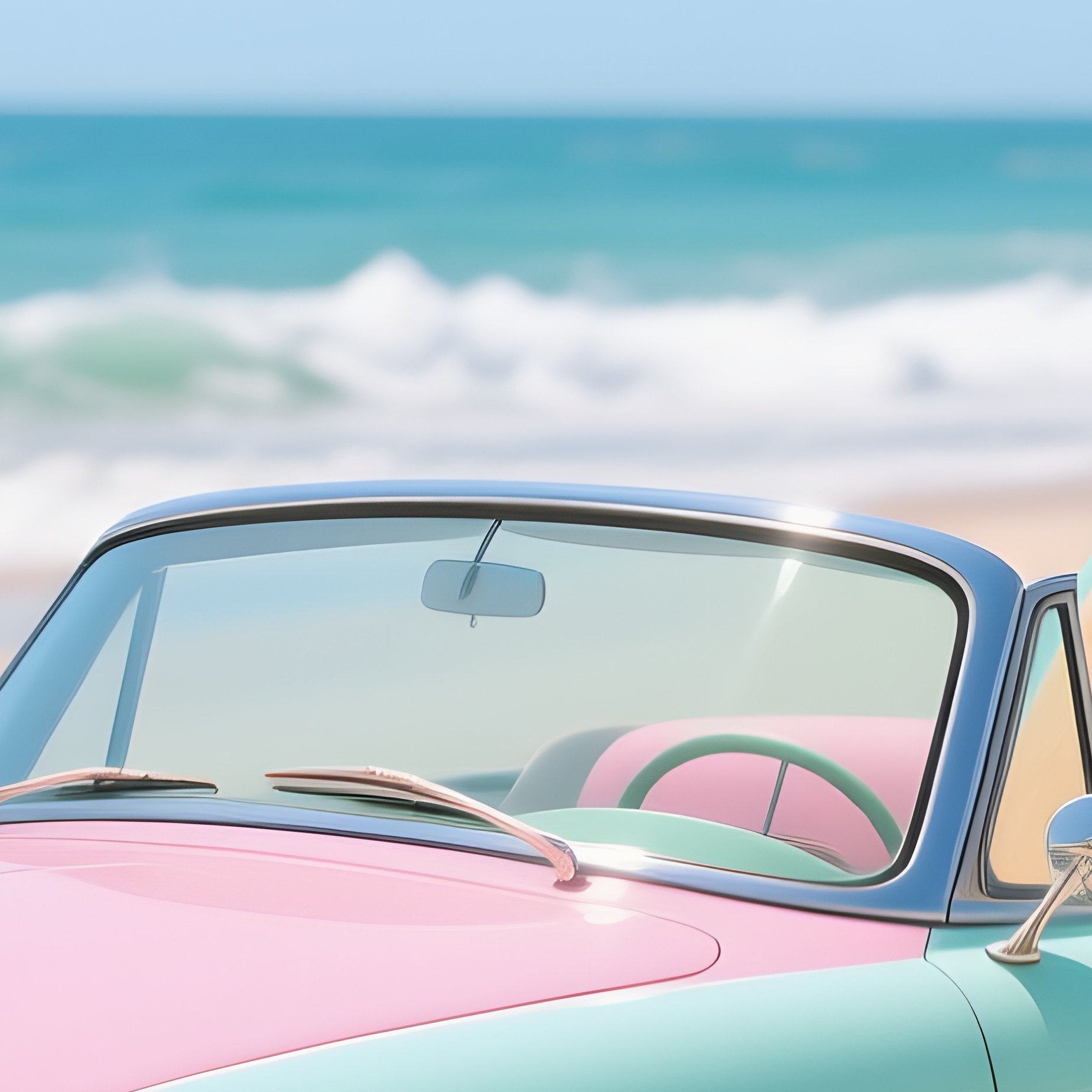 The Surf Bug Vintage Car With Surfboard - Full Resolution Quality Preview