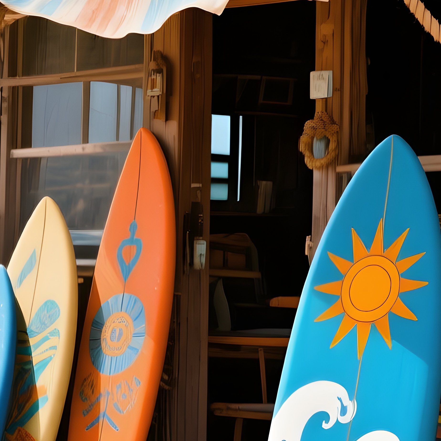 The Surf Shack Quirky Weathered Wooden Shack On The Beach Filled With Colorful Unbranded Surfboards Painted In A Rustic Folksy Style - Full Resolution Quality Preview