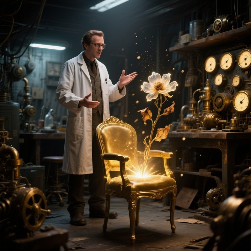 The Time Machine Brass Chair Disappears With Withered Flower