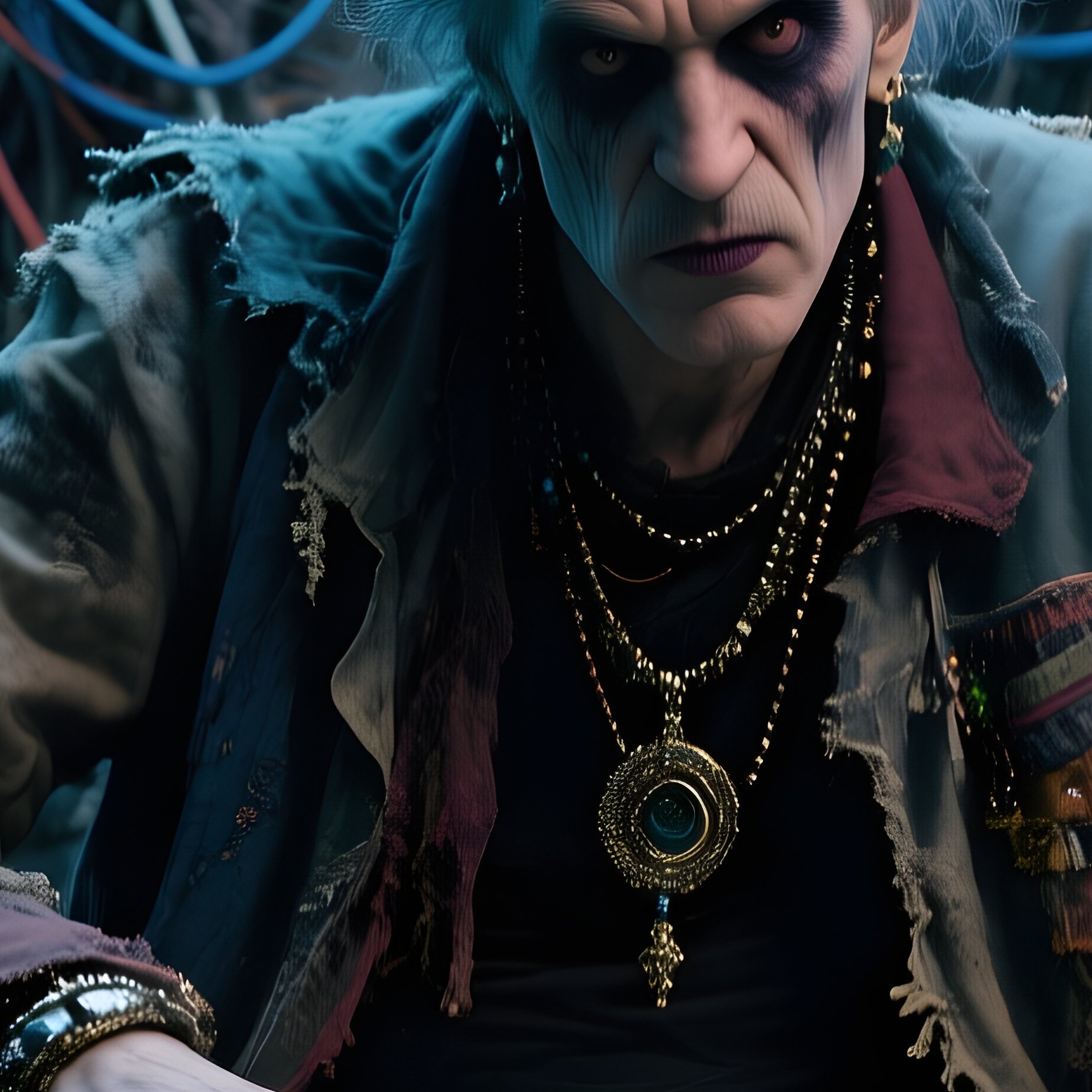 The Trash King Sitting On A Throne Made Of Old Crt Monitors And Tangled Cables Typing On A Keyboard Missing Half Its Keys - Full Resolution Quality Preview