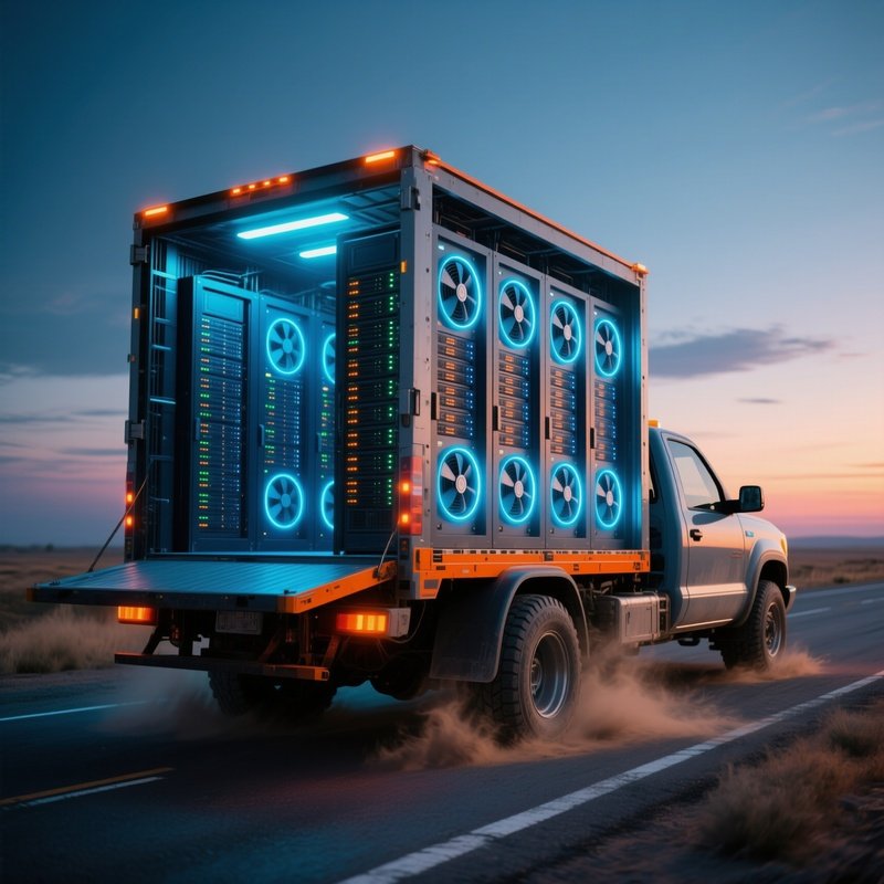The Truck Bed Server A Pickup Truck With Server Racks In The Bed