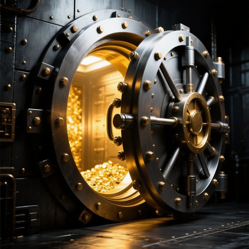 The Vault Massive Steel Door Ajar Golden Light