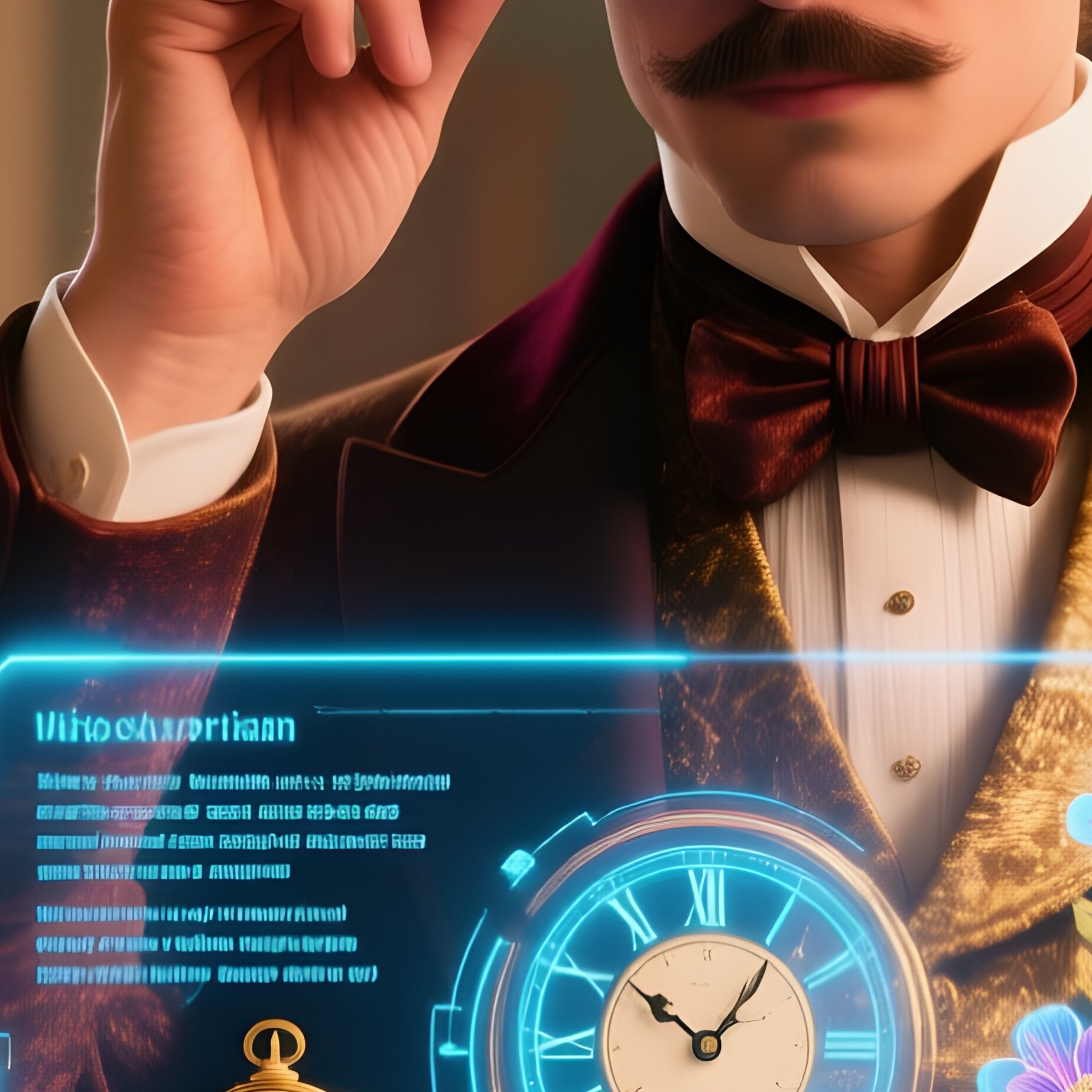 The Victorian Dandy Using A Monocle That Has An Augmented Reality Display - Full Resolution Quality Preview