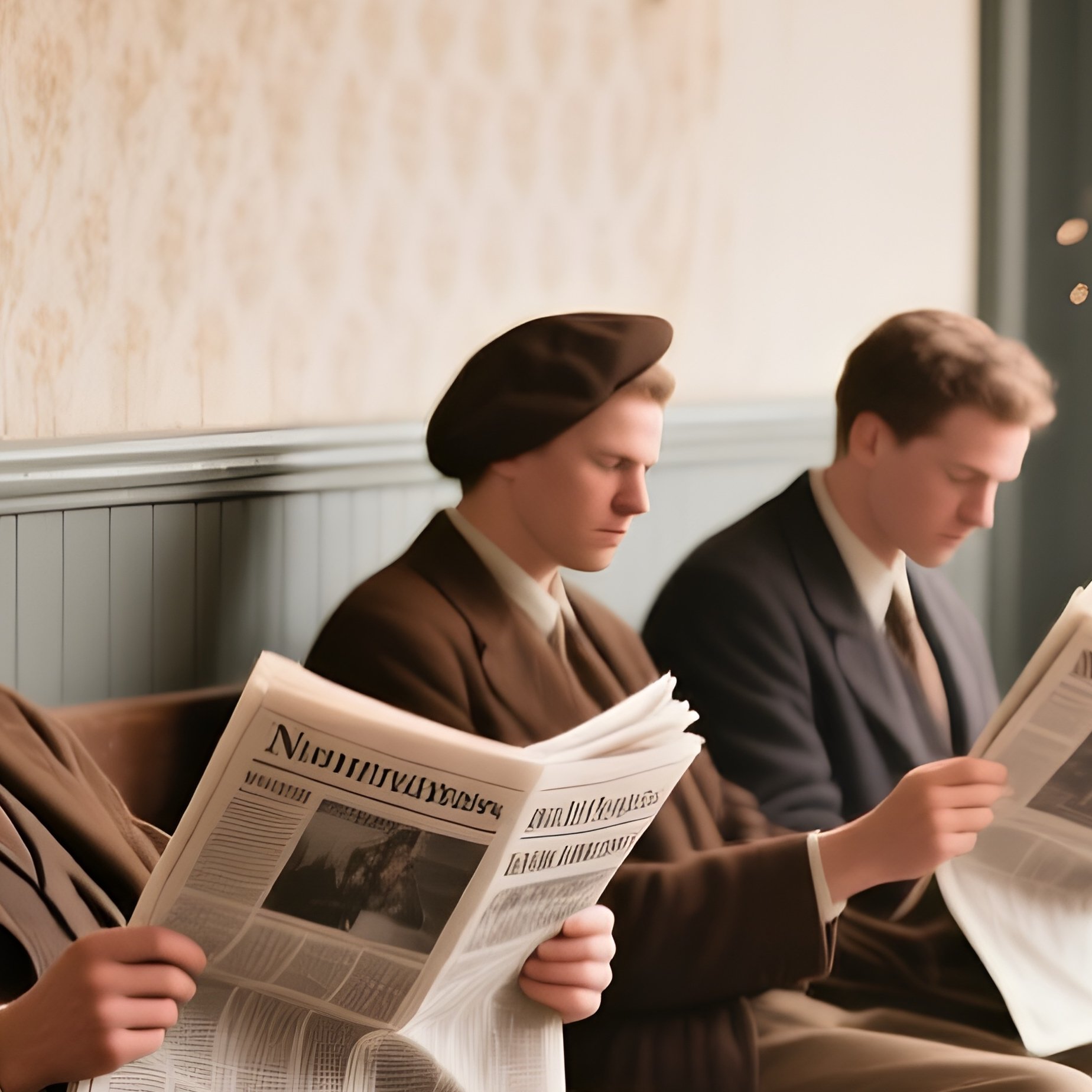 The Waiting Room A Candid Photo Of A Diverse Group Of Travelers Waiting On Wooden Benches In An Old Station Waiting Room Some Sleep On Luggage Others Read Newspapers - Full Resolution Quality Preview