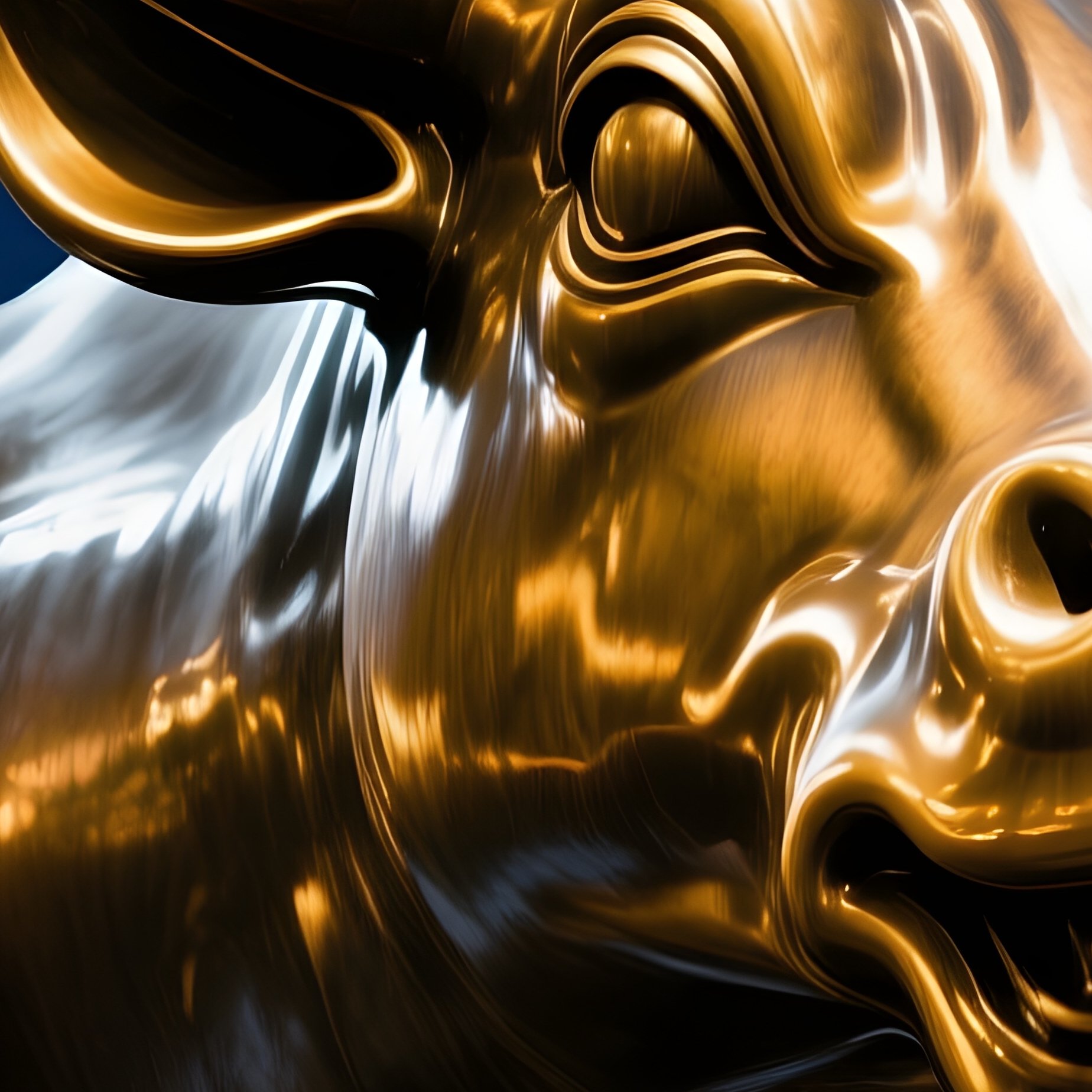 The Wall Street Bull Statue At Night Illuminated By Spotlights - Full Resolution Quality Preview