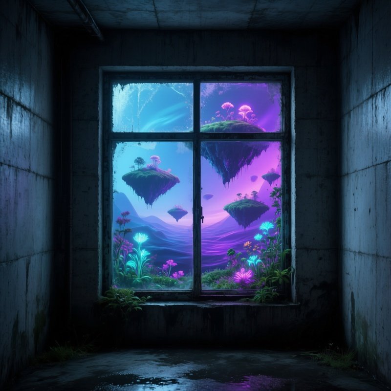 The Window A Glass Window In A Basement Looks Out Onto Another Dimension Instead Of The Garden