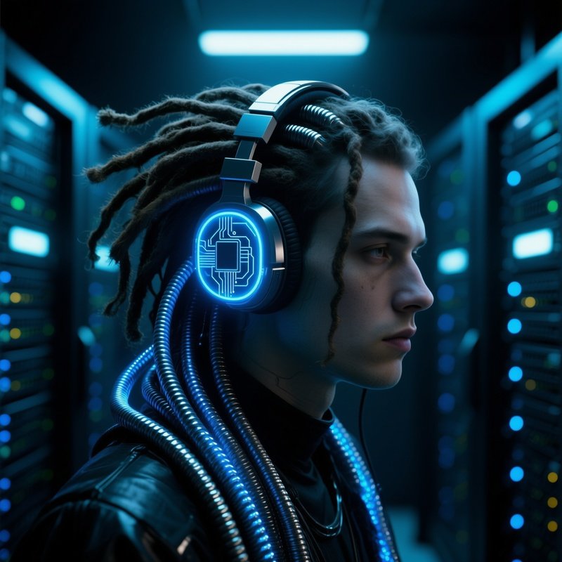 The Wire Head A Person With Ethernet Cables Growing Out Of Their Hair Like Dreadlocks