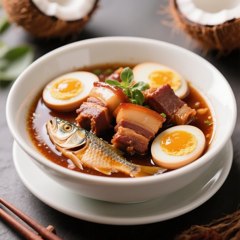 Thịt Kho Tàu Braised Pork Belly And Eggs In Coconut Water And Fish Sauce