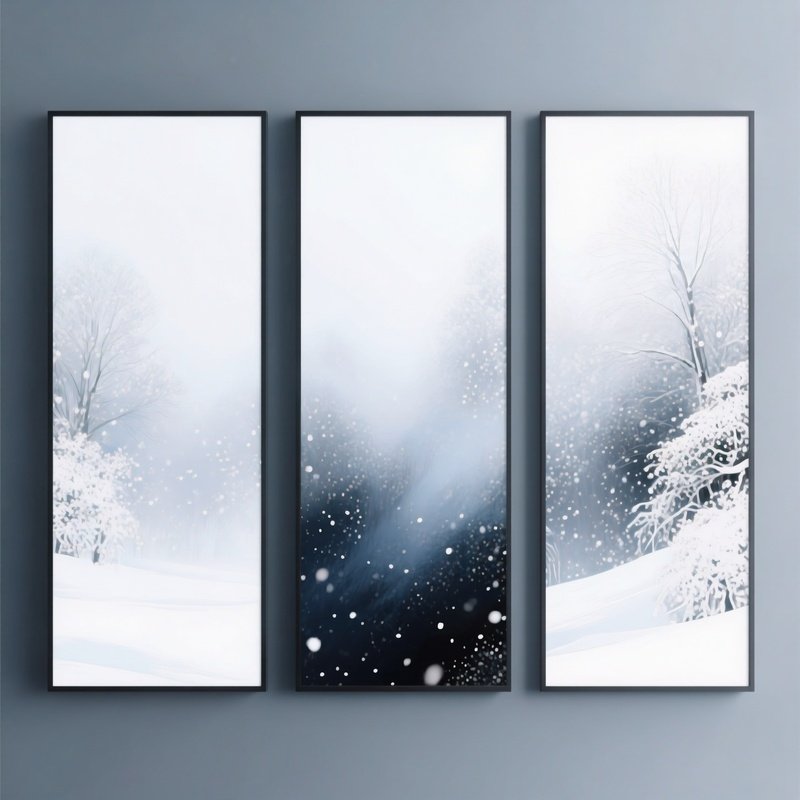 Three Abstract Paintings Abstract Art Winter Theme