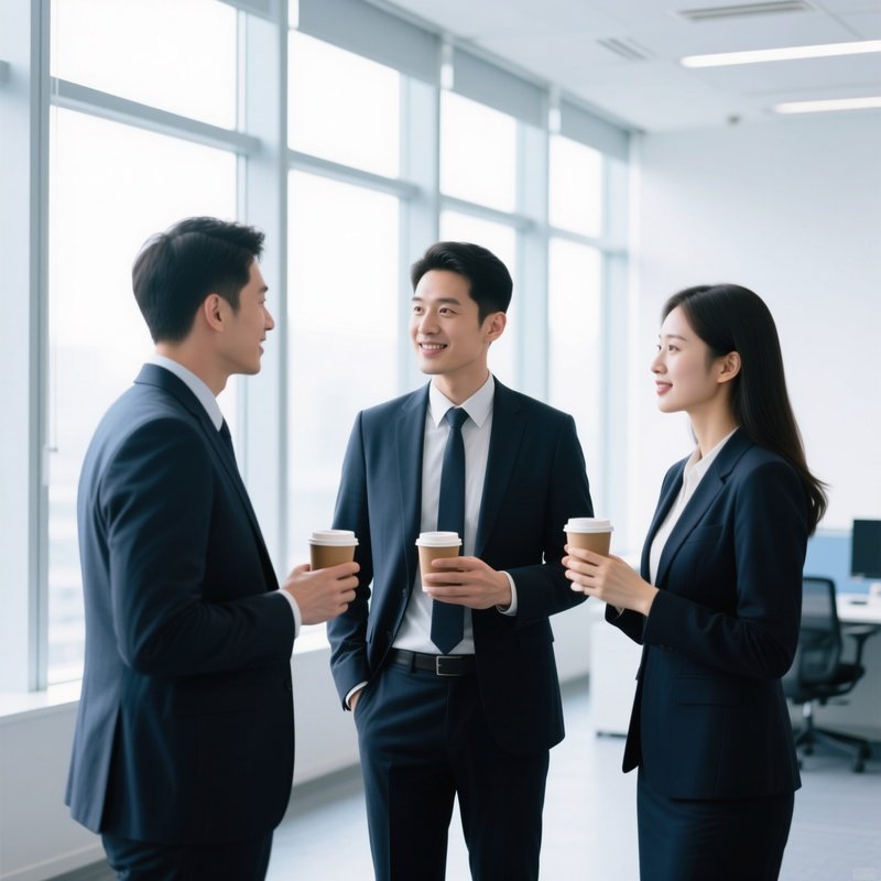 Three Business People In A Conversation Business Conversation