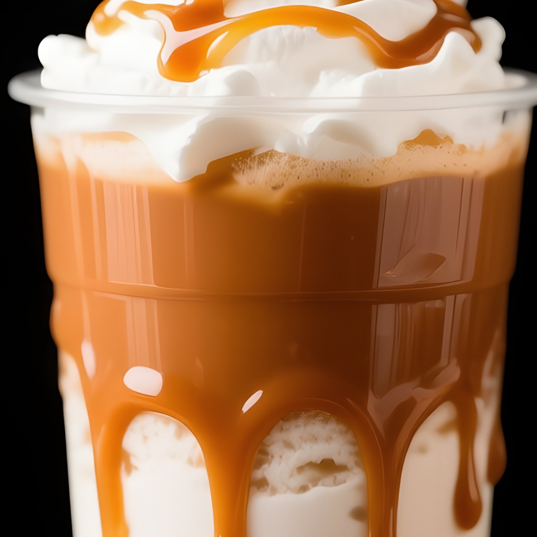 Three Caramel Flavored Beverages Caramel Drink Whipped Cream - Full Resolution Quality Preview