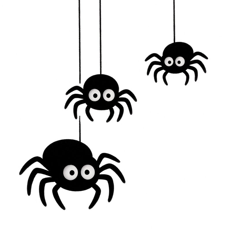 Three Cartoon Spiders Hanging From Threads Spiders Cartoon