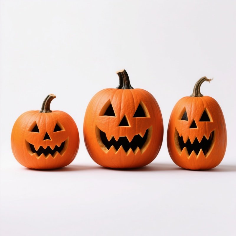 Three Carved Pumpkins Halloween Pumpkin