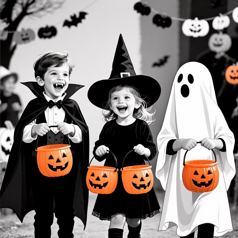 Three Children Dressed In Halloween Costumes Halloween Costumes