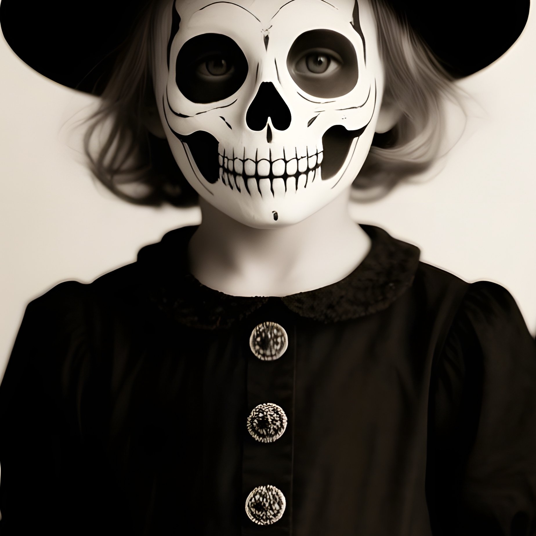 Three Children Dressed In Halloween Costumes And Masks Halloween - Full Resolution Quality Preview