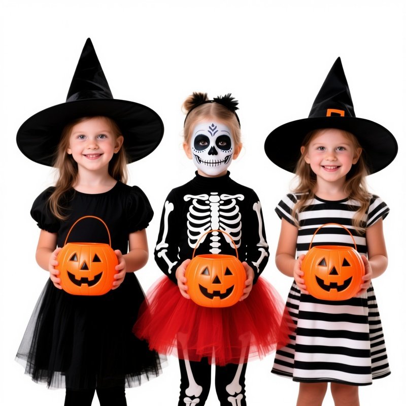 Three Children Dressed In Halloween Costumes Halloween Costumes