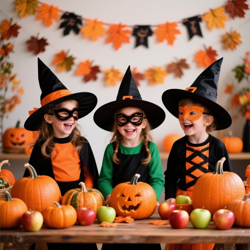 Three Children Dressed In Halloween Costumes Halloween Costumes