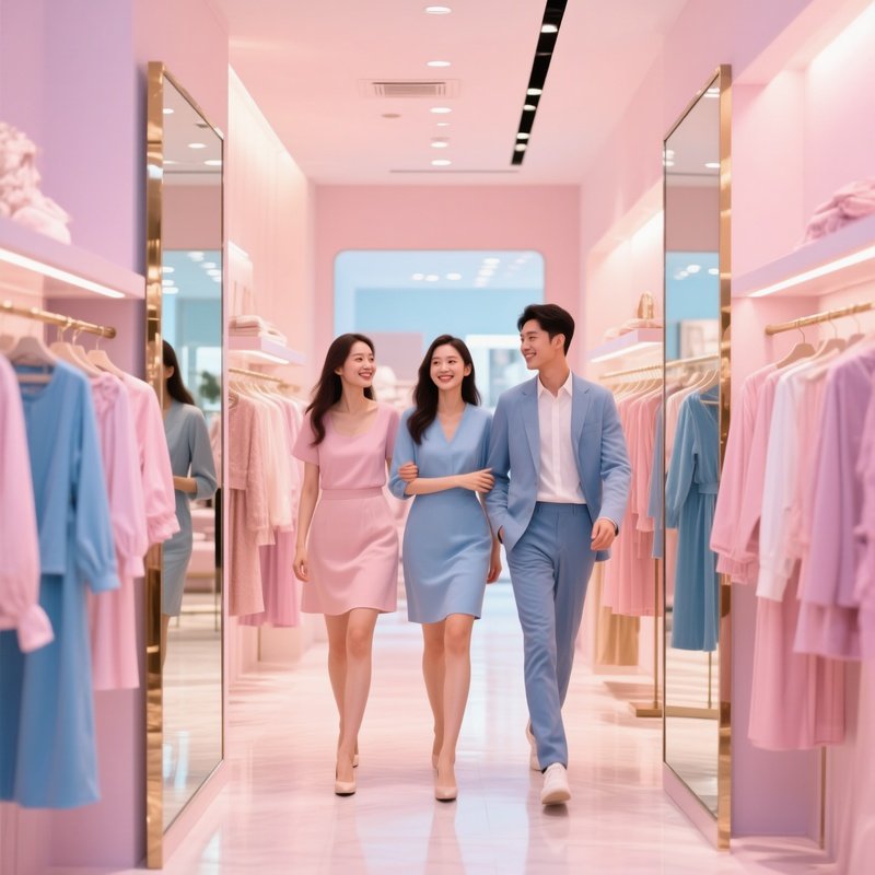 Three Confident Friends In A Boutique