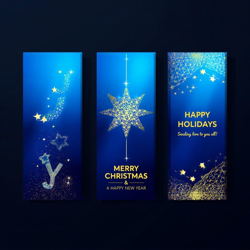 Three Festive Greeting Cards Christmas Holidays