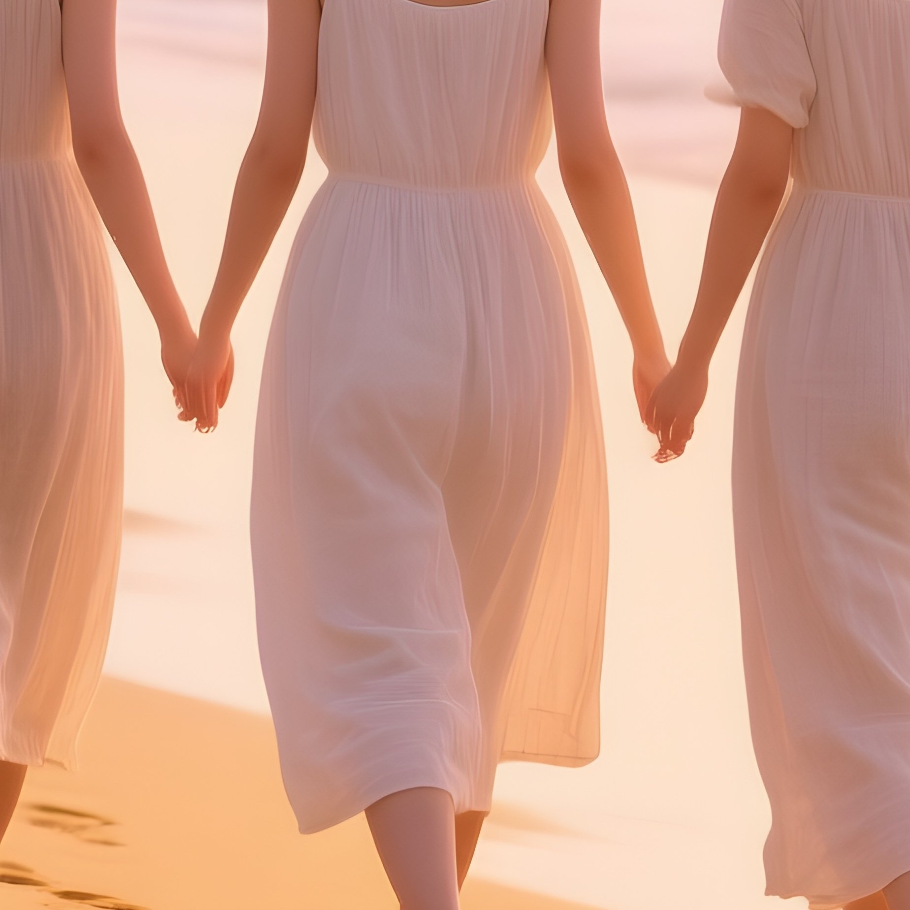 Three Friends Walking On Golden Beach 2 - Full Resolution Quality Preview