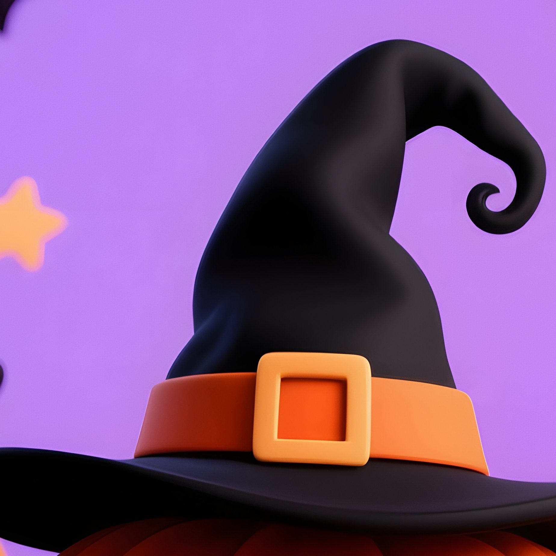 Three Illustrated Pumpkins Wearing Witch Hats Halloween Pumpkins - Full Resolution Quality Preview