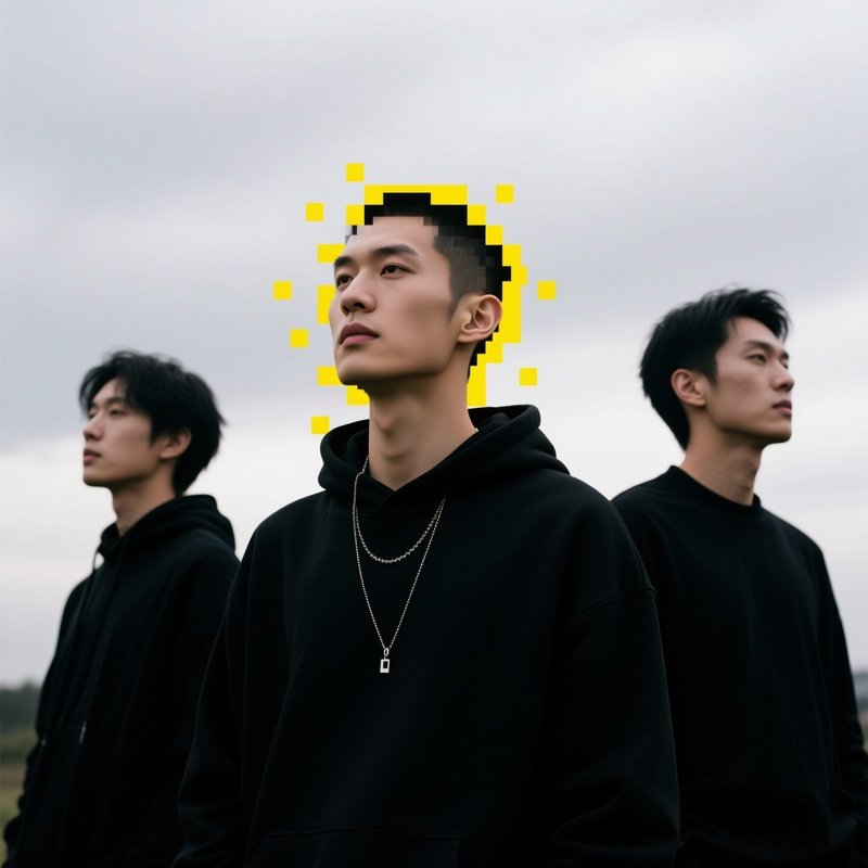 Three Individuals Standing Side By Side People Outdoor