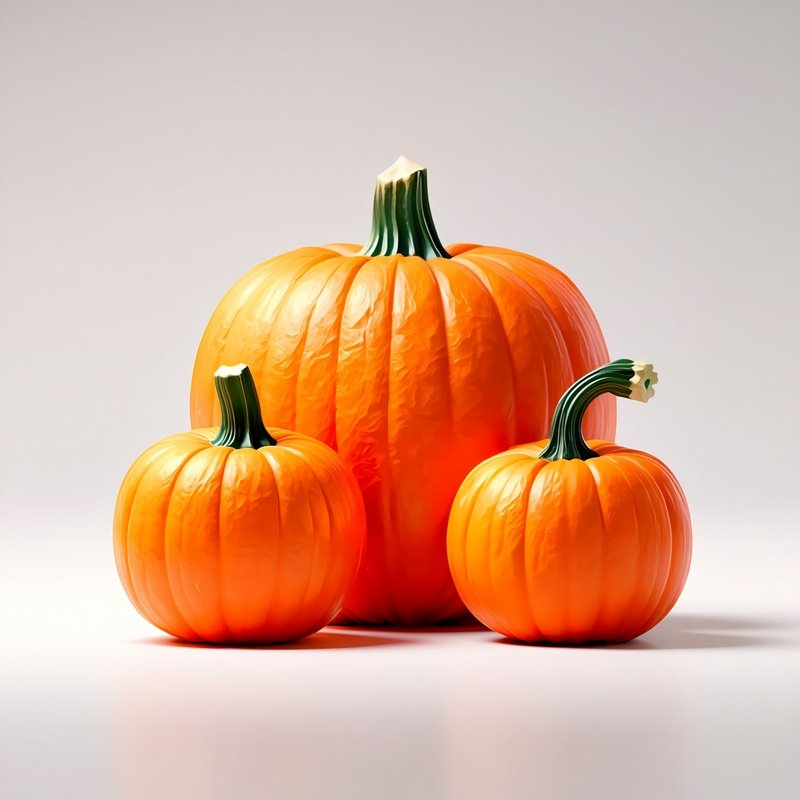 Three Pumpkins Of Varying Sizes Pumpkin Autumn