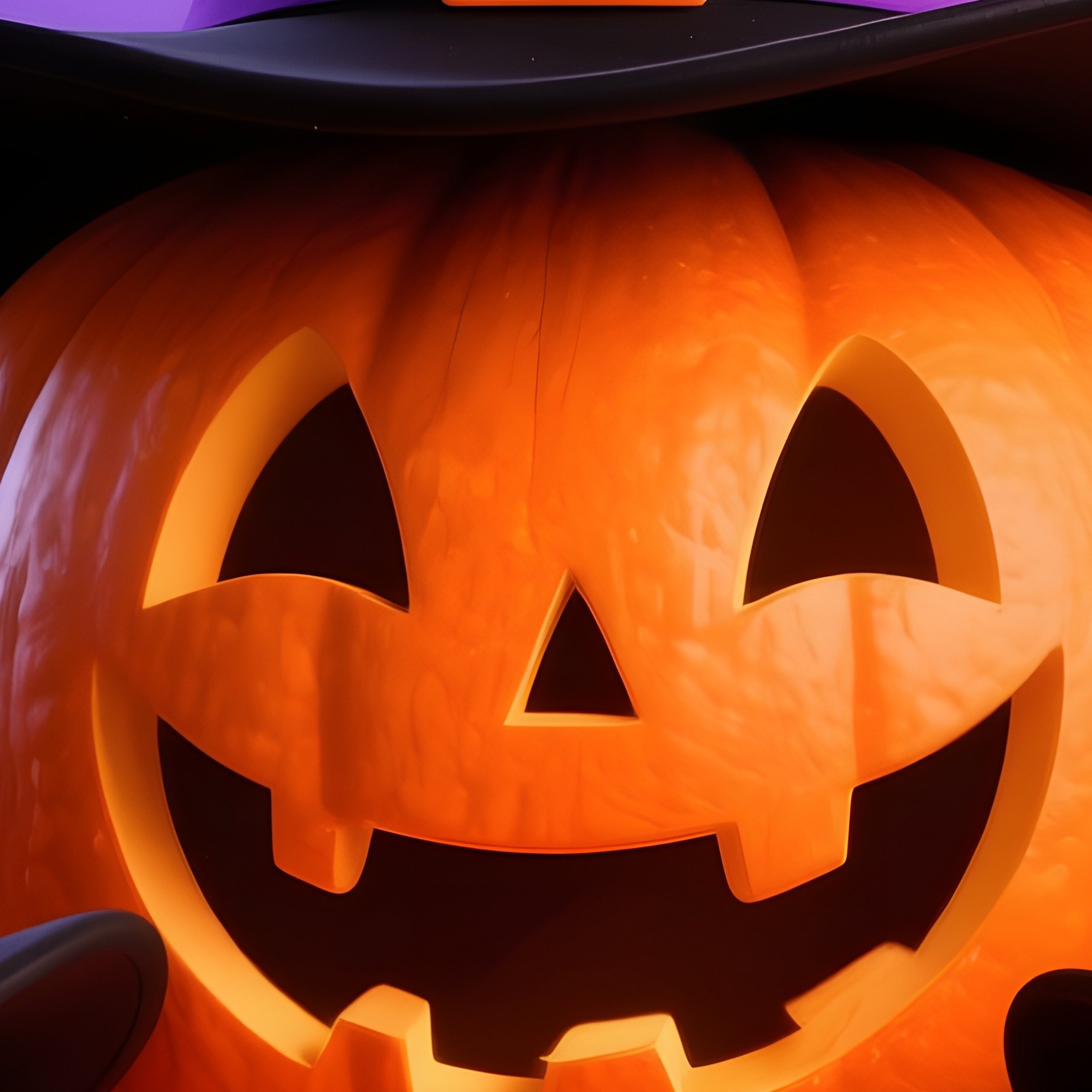 Three Pumpkins Wearing Witch Hats Halloween Pumpkins - Full Resolution Quality Preview