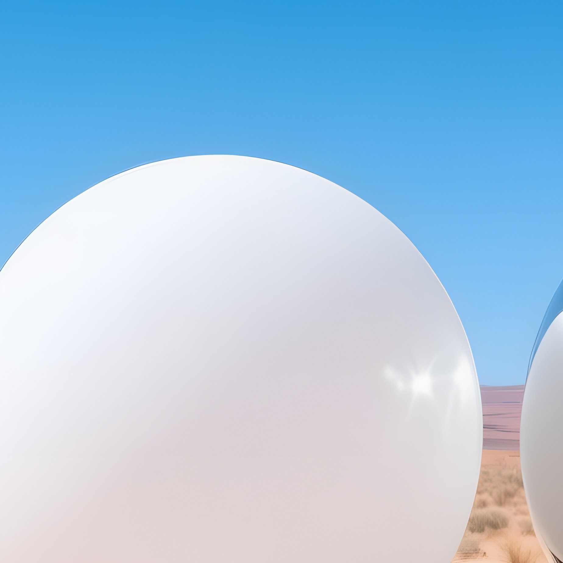 Three Reflective Spheres In A Desert Landscape Desert Spheres - Full Resolution Quality Preview