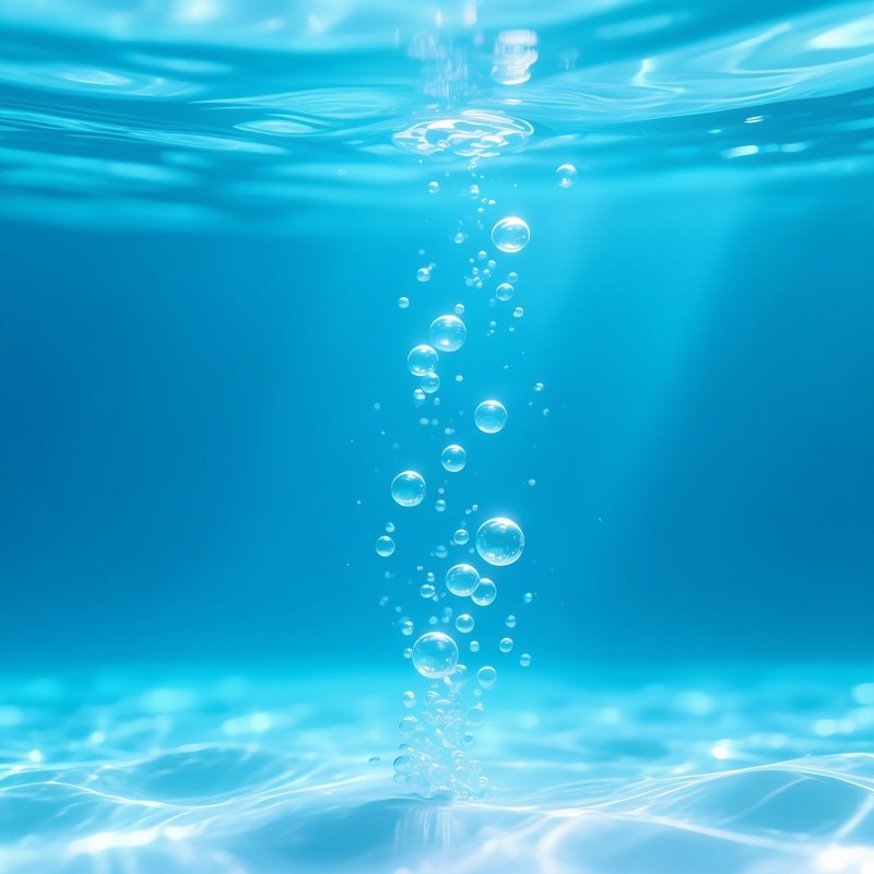 Tiny Bubbles Rising From Air Stone Through Clear Water