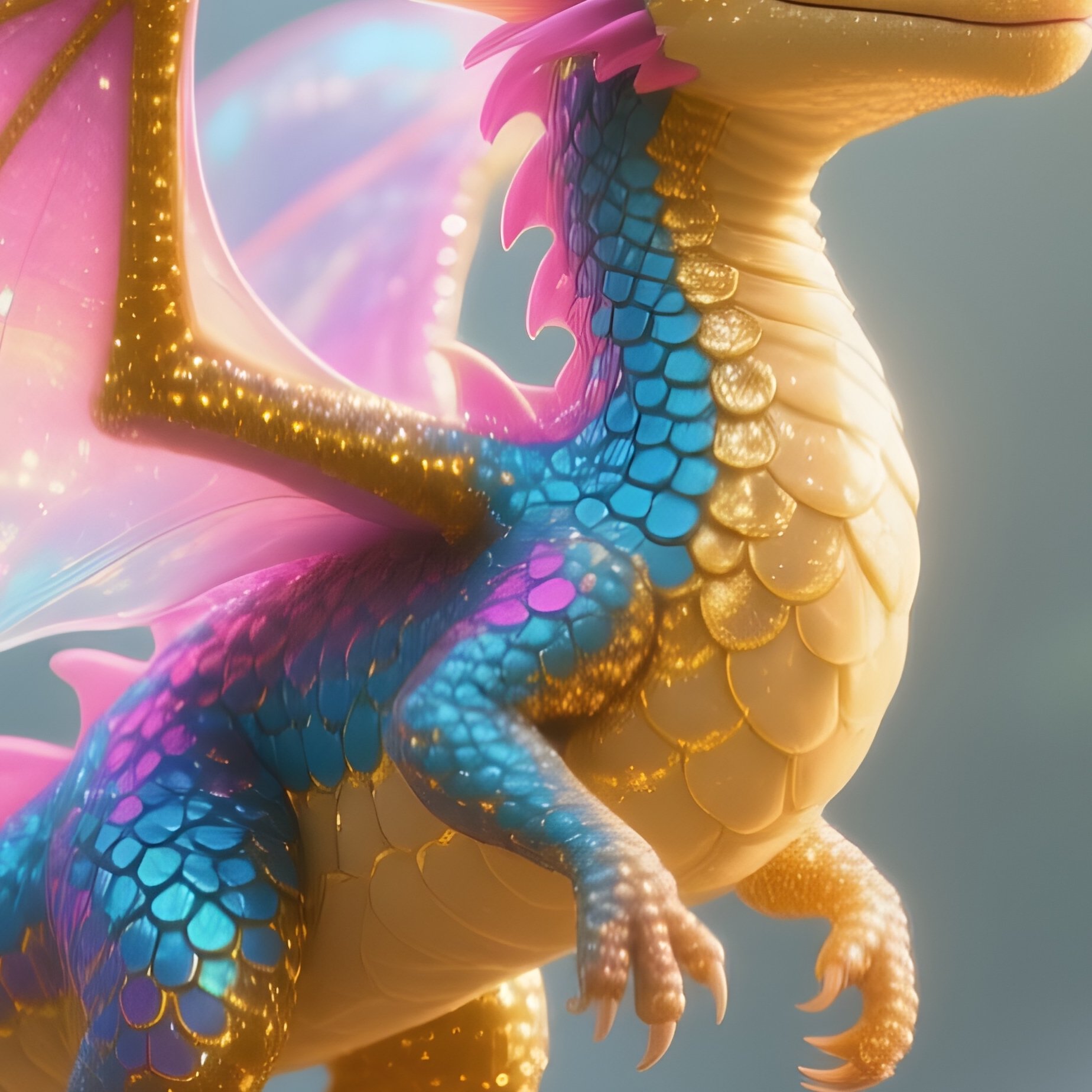 Tiny Dragon With Bubble Wings Blowing Sparkly Smoke Rings - Full Resolution Quality Preview