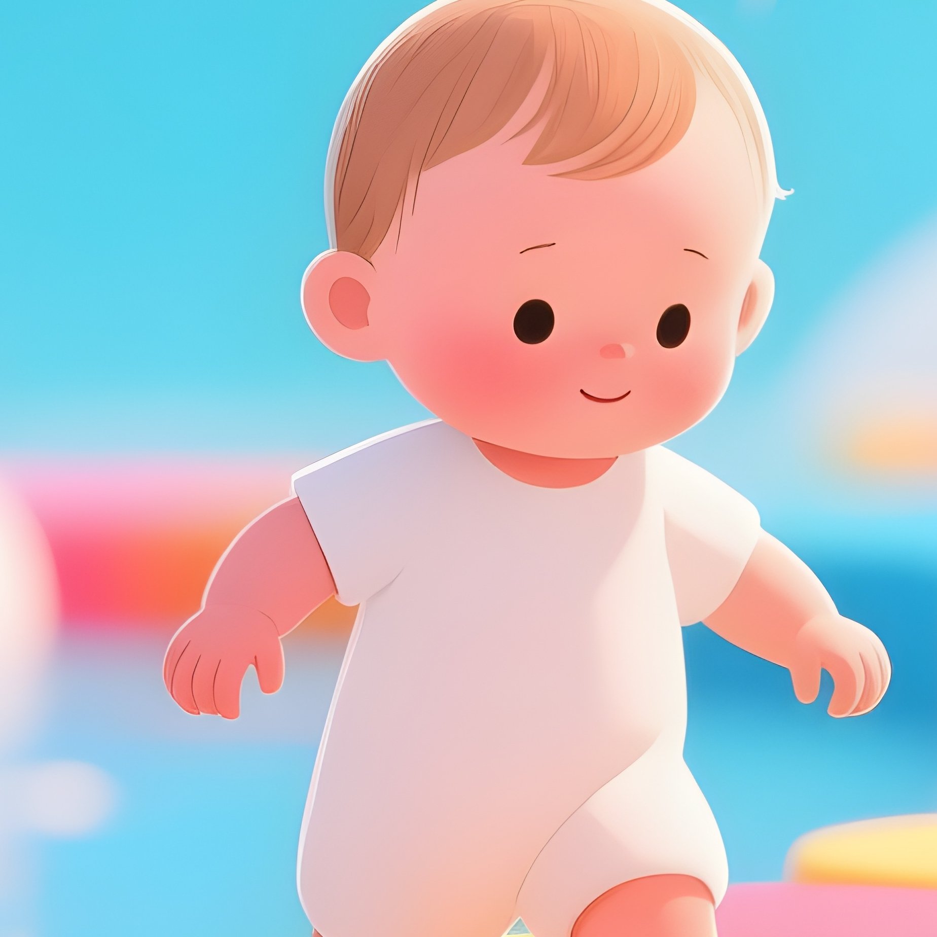Toddler Crawling Through Rainbow Obstacle Course Illustration - Full Resolution Quality Preview