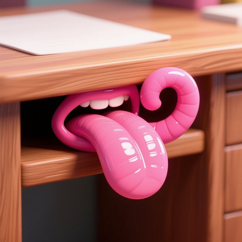 Tongue Mouse Pink Tongue On Desk