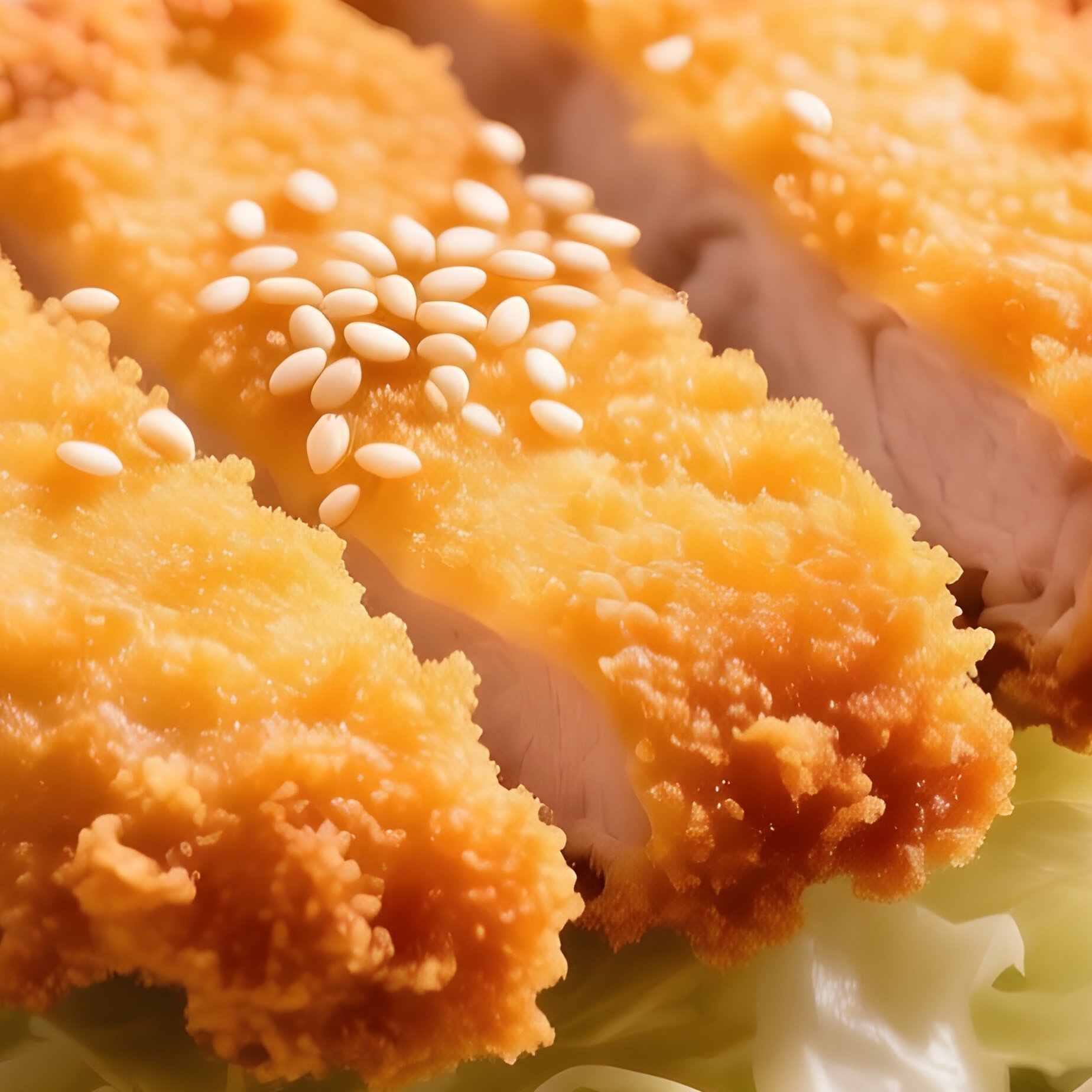 Tonkatsu Breaded Pork Cutlet Deep Fried Served With Shredded Cabbage And Sweet Tonkatsu Sauce - Full Resolution Quality Preview