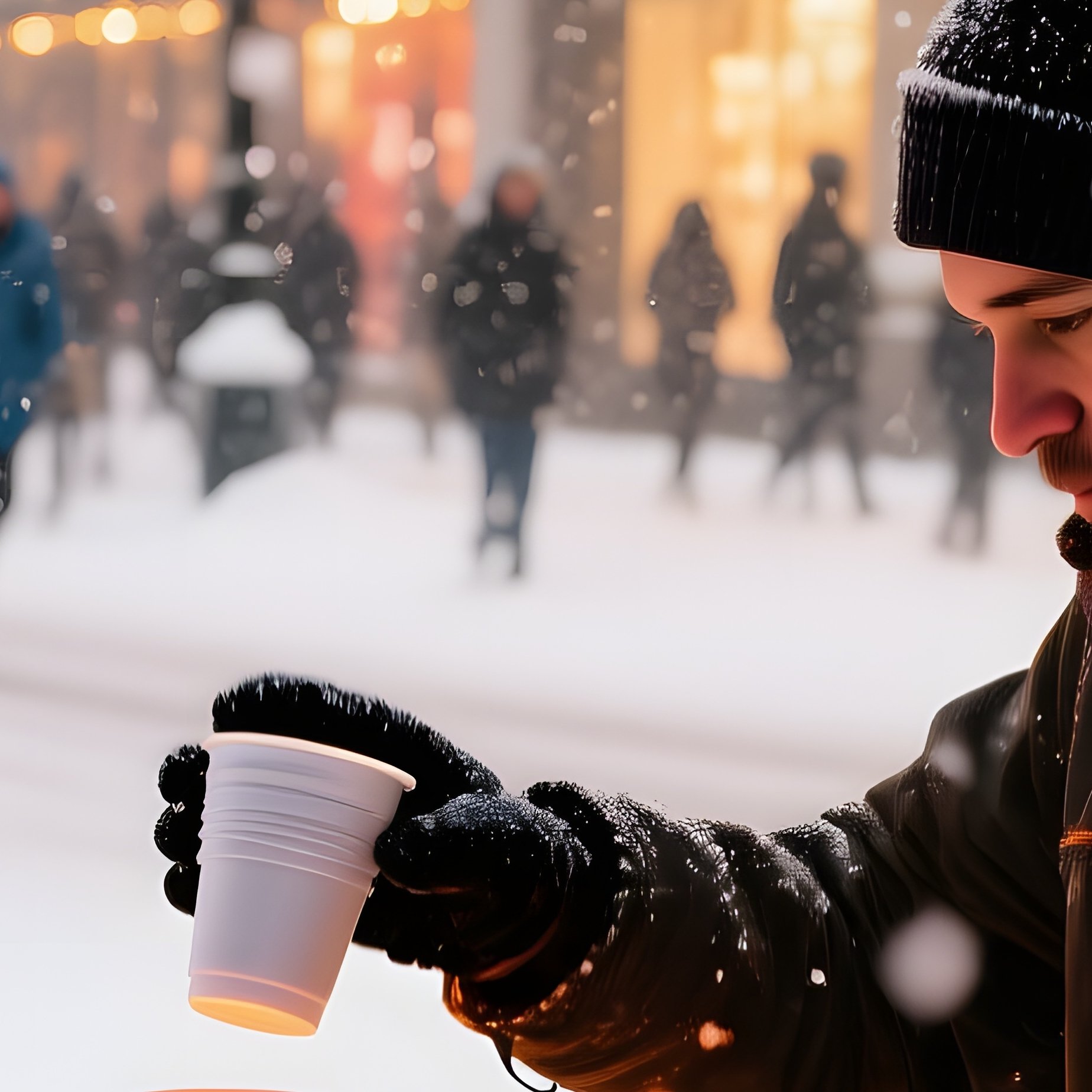 Toronto Downtown Square Snowstorm Street Artist - Full Resolution Quality Preview