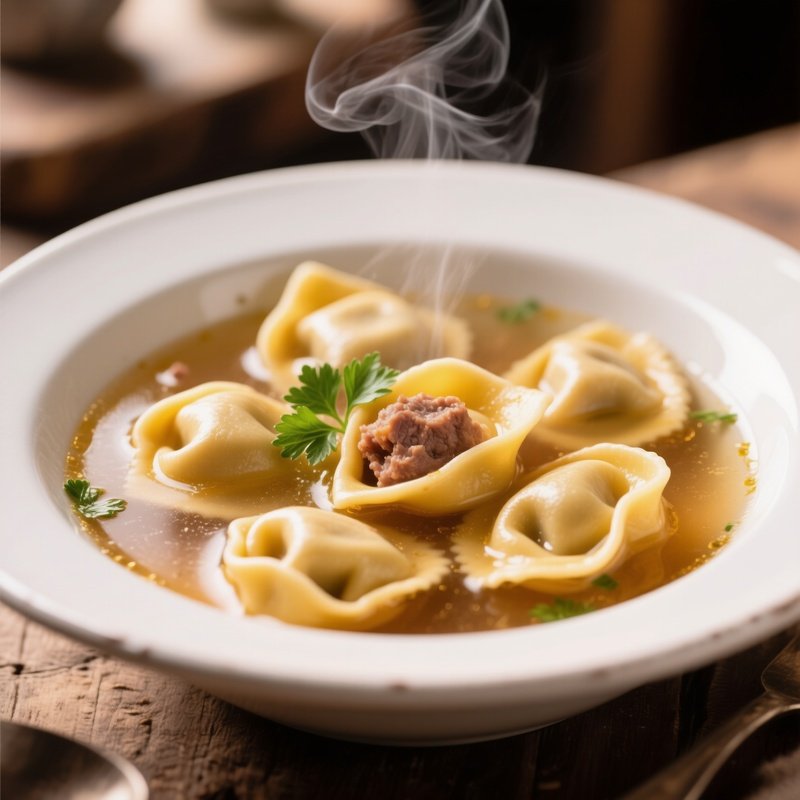 Tortellini In Brodo Meat Filled Tortellini In Clear Rich Capon Beef Broth