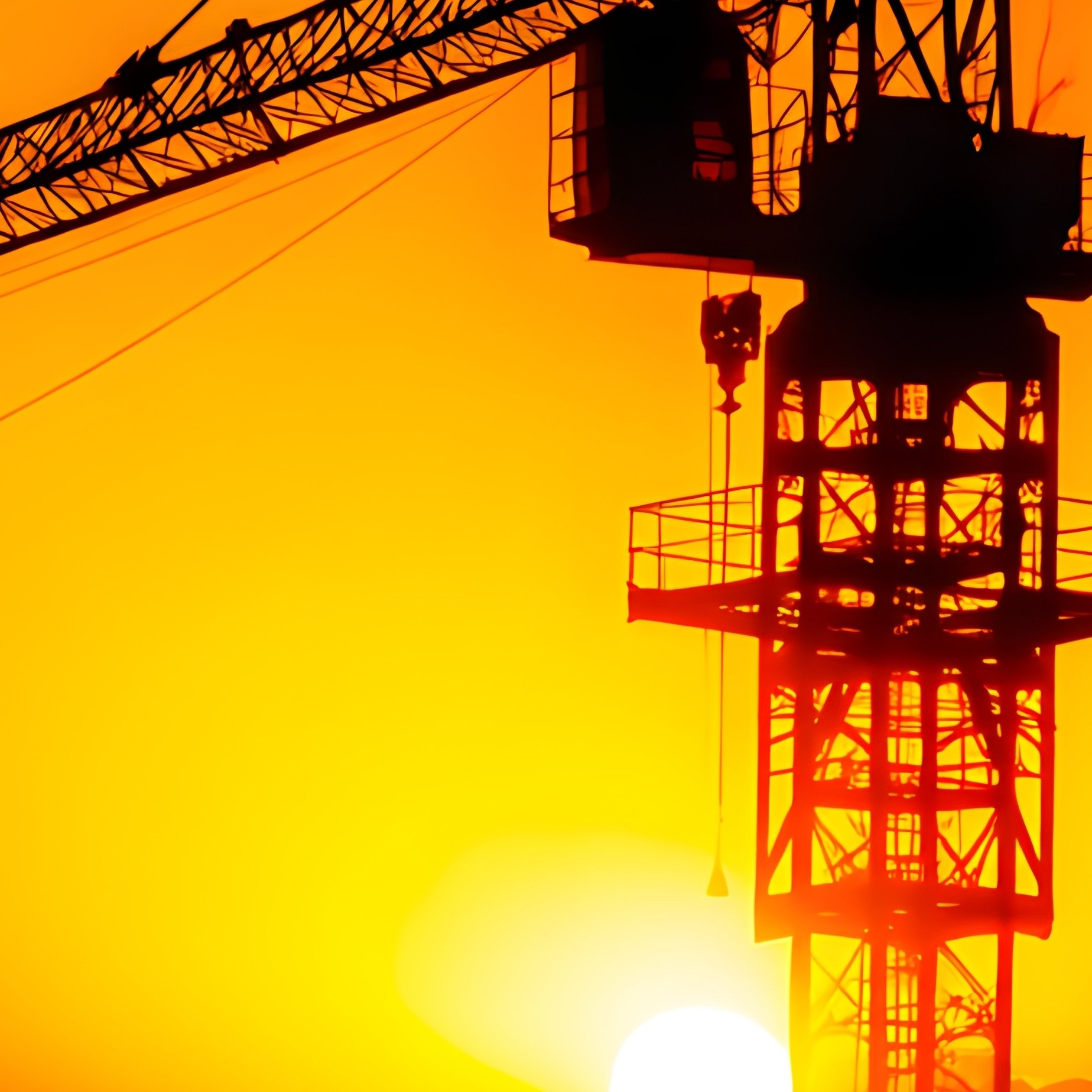 Tower Crane Silhouetted Sunset Image - Full Resolution Quality Preview